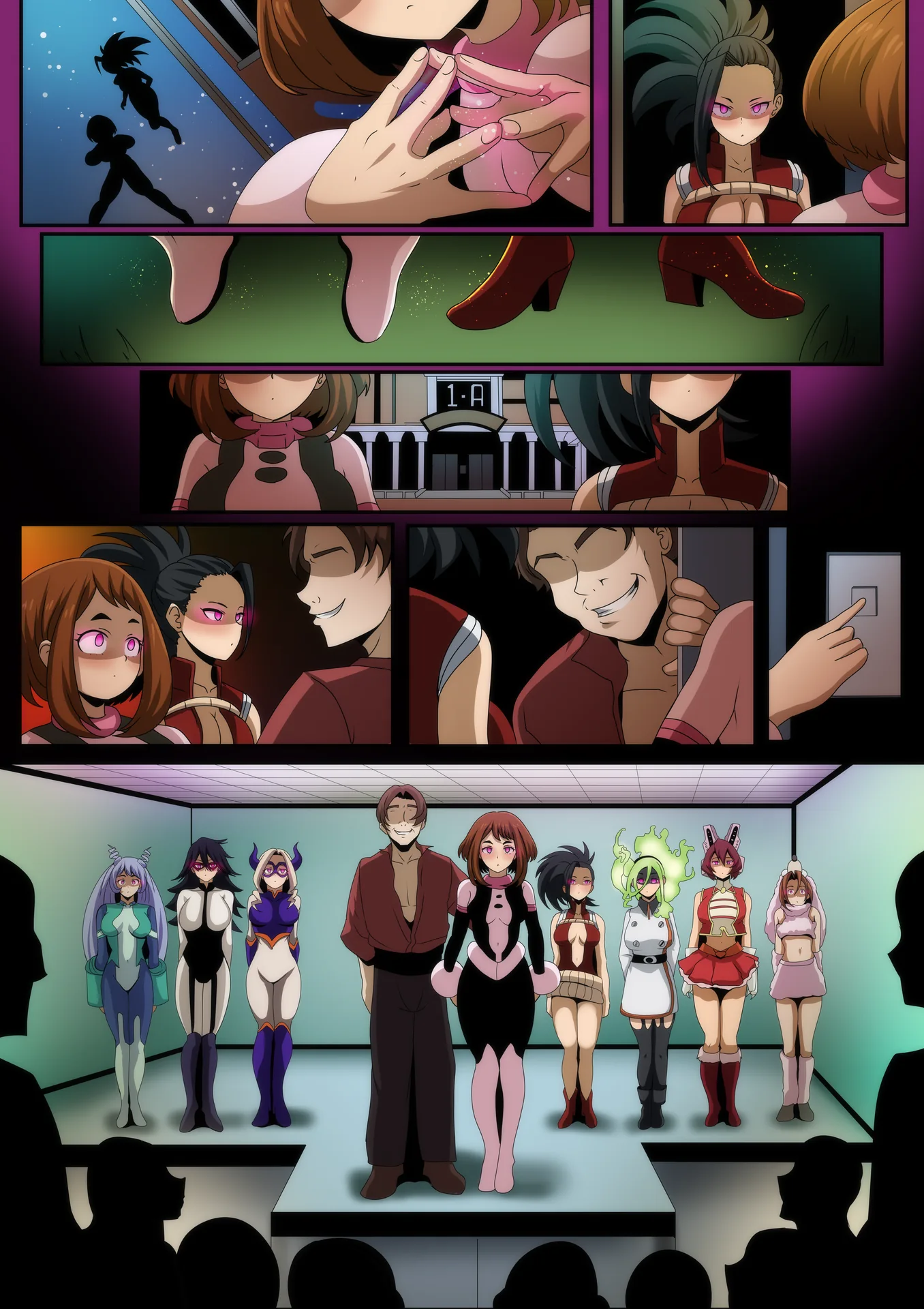 My Hero Academia comic page with a hypnotic trance vibe