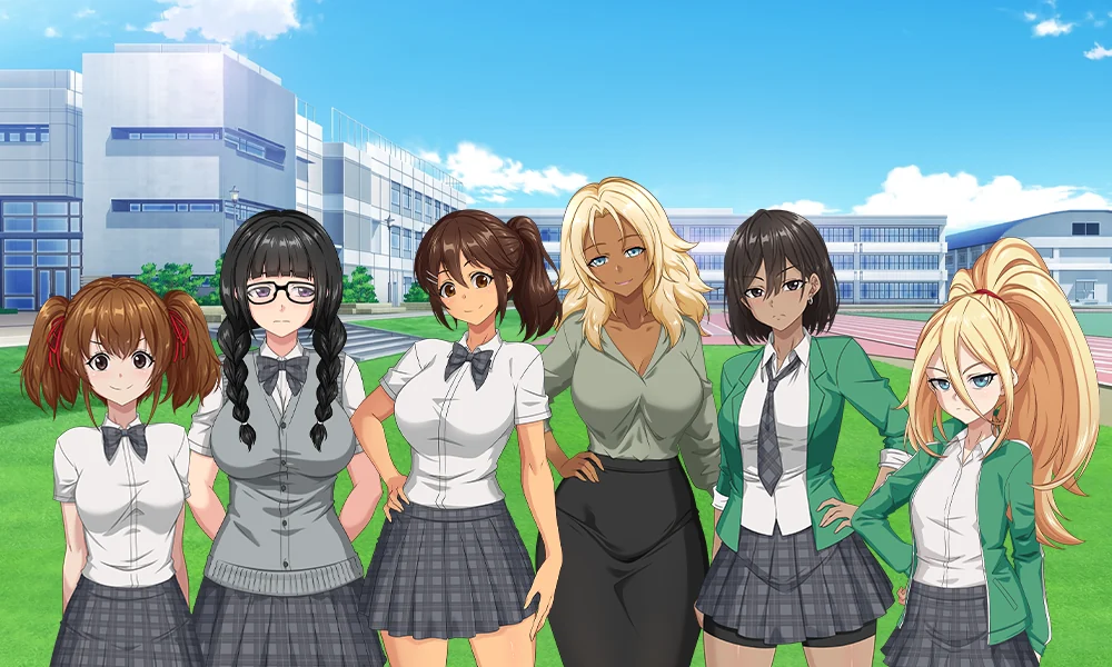 Neural Dive key art: the cast on the school field